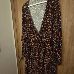 Ava & Viv Black and Orange Midi Dress